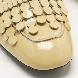 Pre Owned Tod's Beige Patent Leather Fringe Penny Loafers Size 40