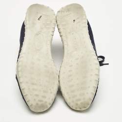 Pre Owned Tod's Navy Blue Knit Fabric and Suede Sportiva Low Top Sneakers Size 38.5