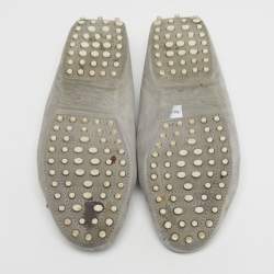 Pre Owned Tod's Grey Nubuck Leather Gommino Bow Loafers Size 38.5