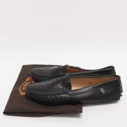 Pre Owned Tod's For Ferrari Black Leather Slip On Loafers Size 39