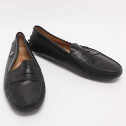 Pre Owned Tod's For Ferrari Black Leather Slip On Loafers Size 39