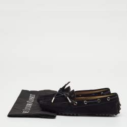 Pre Owned Tod's Black Suede Penny Loafers Size 36