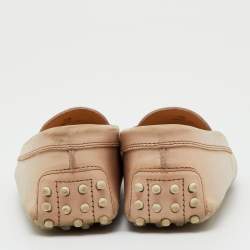 Pre Owned Tod's Beige Leather Penny Slip On Loafers Size 36