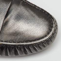 Pre Owned Tod's Metallic Leather Penny Slip On Loafers Size 36