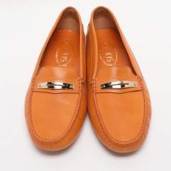 Pre Owned Tod's Tan Leather Loafers Size 39.5