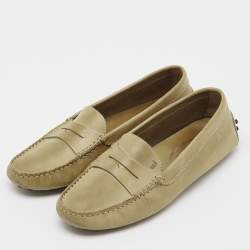 مملوكة مسبقًا Tod's Olive Green Leather Slip On Loafers Size 36