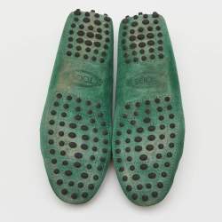 Pre Owned Tod's Green Suede Gommino Bow Slip On Loafers Size 36