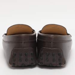 Pre Owned Tod's Brown Leather Kate Chain Slip On Loafers Size 37