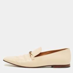 Pre Owned Tod's Beige Leather Slip On Loafers Size 40