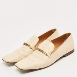Pre Owned Tod's Beige Leather Slip On Loafers Size 40