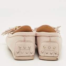 Pre Owned Tod's Beige Leather Fringe Penny Loafers Size 37