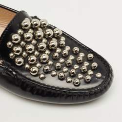Pre Owned Tod's Black Leather Embellish Loafers Size 36