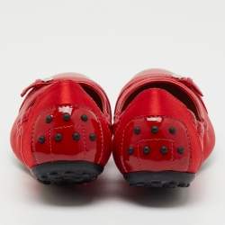 Pre Owned Tod’s For Ferrari Red Patent Leather and Satin Scrunch Ballet Flats Size 38