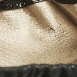 Pre Owned Tod's Black Leather Bow Square Toe Scrunch Ballet Flats Size 40.5