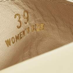 Pre Owned Tod's Blush Cream/White Patent and Leather Fringe Detail Loafers Size 39