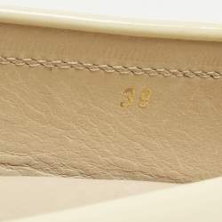Pre Owned Tod's Blush Cream/White Patent and Leather Fringe Detail Loafers Size 39