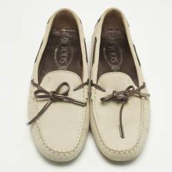 Pre Owned Tod's Grey Suede Gommino Loafers Size 39