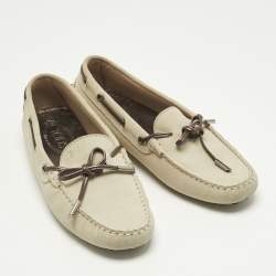 Pre Owned Tod's Grey Suede Gommino Loafers Size 39