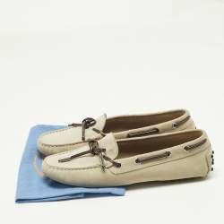 Pre Owned Tod's Grey Suede Gommino Loafers Size 39