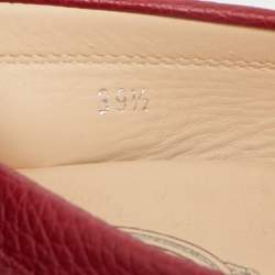 Pre Owned Tod's Red Leather Gommino Slip On Loafers Size 39.5