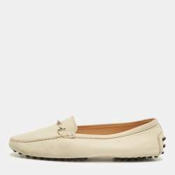 Pre Owned Tod's Cream Nubuck Leather Loafers Size 39.5