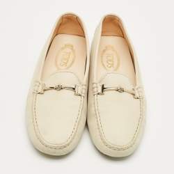 Pre Owned Tod's Cream Nubuck Leather Loafers Size 39.5