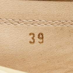 Pre Owned Tod's Beige/White Patent Leather Buckle Detail Fringe Loafers Size 39