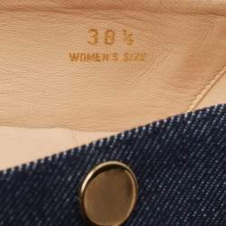 Pre Owned Tod's Navy Blue Denim Studded Espadrille Ballet Flats Size 38.5