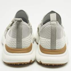 Pre Owned Tod's Grey/White Knit Fabric Kate Slip On Sneakers Size 39