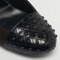 Pre Owned Tod's Brown/Black Suede and Leather Round Toe Pumps Size 38.5