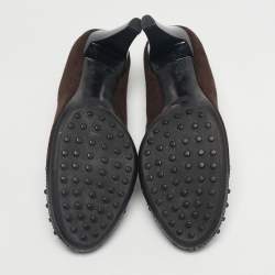Pre Owned Tod's Brown/Black Suede and Leather Round Toe Pumps Size 38.5