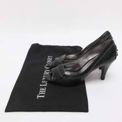 مملوكة مسبقًا Tod's Black Leather Penny Peep Toe Pumps Size 37