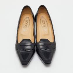 Pre Owned Tod's Black Leather Loafer Pumps Size 38