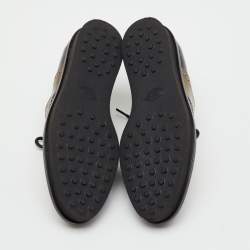 Pre Owned Tod's Black/Metallic Gold and Leather Brogue Wingtip Lace Up Oxfords Size 36