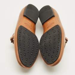 Pre Owned Tod's Brown Leather Slip On Loafers Size 35.5