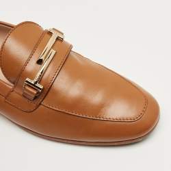 Pre Owned Tod's Brown Leather Slip On Loafers Size 35.5