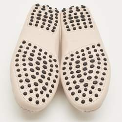 Pre Owned Tod's Beige Leather Slip On Loafers Size 35.5