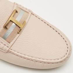 Pre Owned Tod's Beige Leather Slip On Loafers Size 35.5