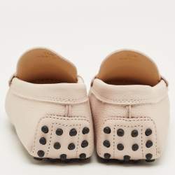 Pre Owned Tod's Beige Leather Slip On Loafers Size 35.5