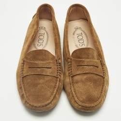 Pre Owned Tod's Brown Suede Penny Loafers Size 35