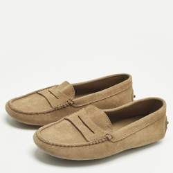 Pre Owned Tod's Brown Suede Gommini Driver Loafers Size 35