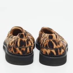 Pre Owned حذاء لوفرز تودز سليب أون جلد بني بمقاس 40