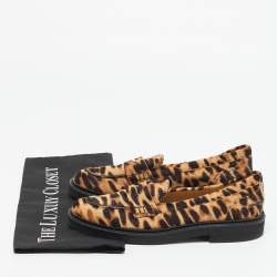 Pre Owned حذاء لوفرز تودز سليب أون جلد بني بمقاس 40