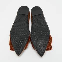 Pre Owned Tod's Size 35.5 Brown Patent Leather Bow Loafers