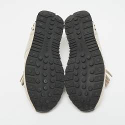 Pre Owned Tod's  Light Grey Suede Fringe Detail Slip On Sneakers Size 35.5