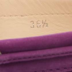 مملوكة مسبقًا Tod's Gommino Bow Purple Nubuck Leather Loafers Size 36.5