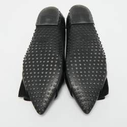 Pre Owned حذاء باليرينا فلات تودز جلد أسود مقدمة مدببة مقاس 35.5