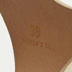 Pre Owned Tod's Fringe Size 38 Beige Leather Ankle Strap Sandals