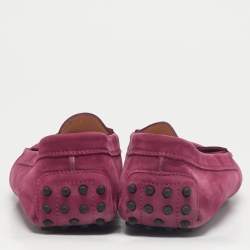 Pre Owned حذاء لوفرز تودز غومينو جلد نوابك أرجواني برباط مقاس 36.5