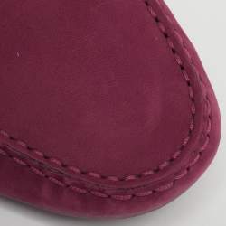 Pre Owned حذاء لوفرز تودز غومينو جلد نوابك أرجواني برباط مقاس 36.5